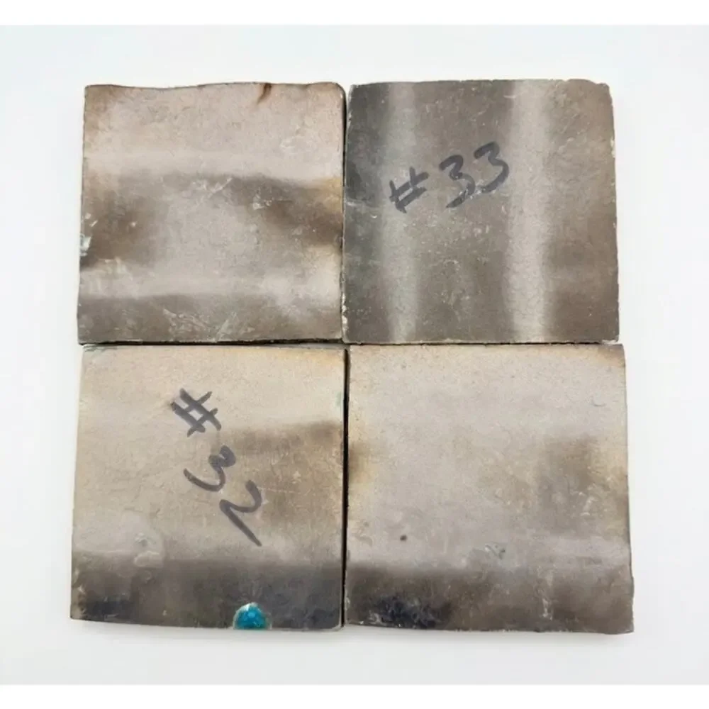 Vintage Handmade Turquoise Raku Tiles 4x4 - Set of 4 Relief Molded Crackle Glaze